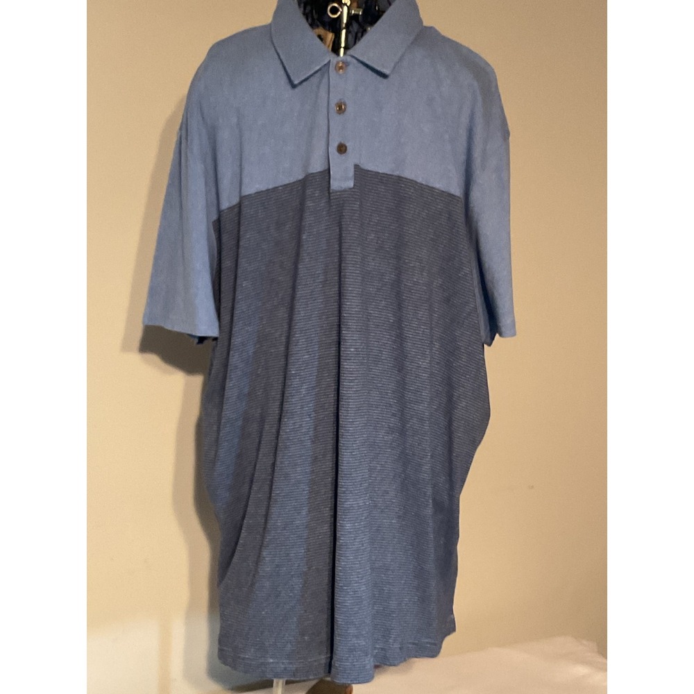 MADE Cam Newton Mens XXL Blue Striped‎ Colorblock Polo 100% Cotton Short Slv